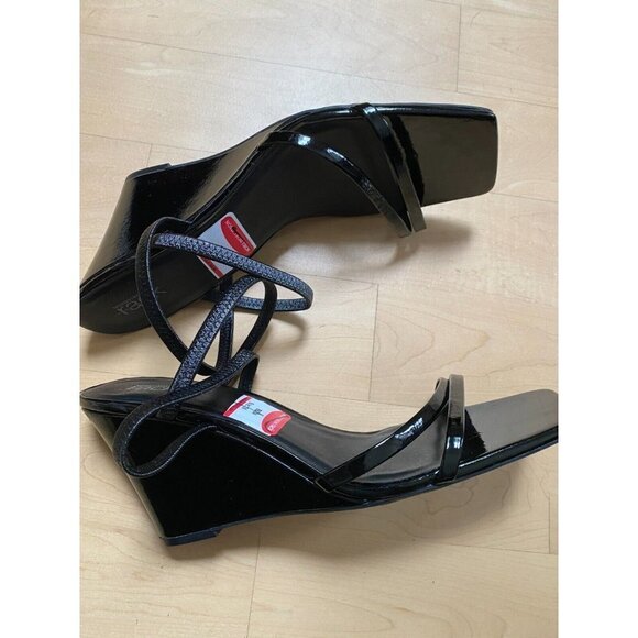 NORDSTROM Rack Women's "Reena" black wedge sandals open toe - Picture 7 of 9